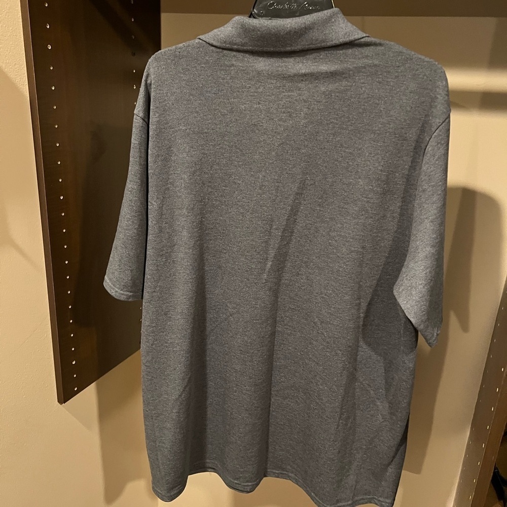Hanes Gray Polo Shirt Soft Knit Short Sleeves - Picture 3 of 4